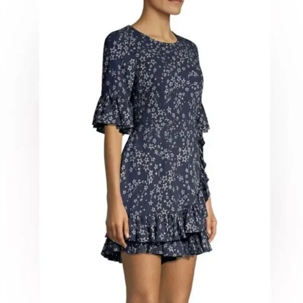 Likely size 2 Navy White Delilah Star Print Wrap Rompers‎ Feminine Romantic